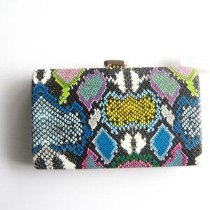 Colorful Faux Snake Clutch or Crossbody Bag